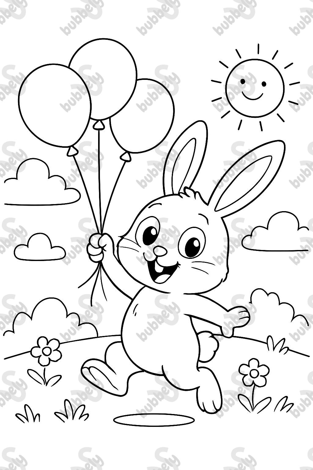 bunny with balloons