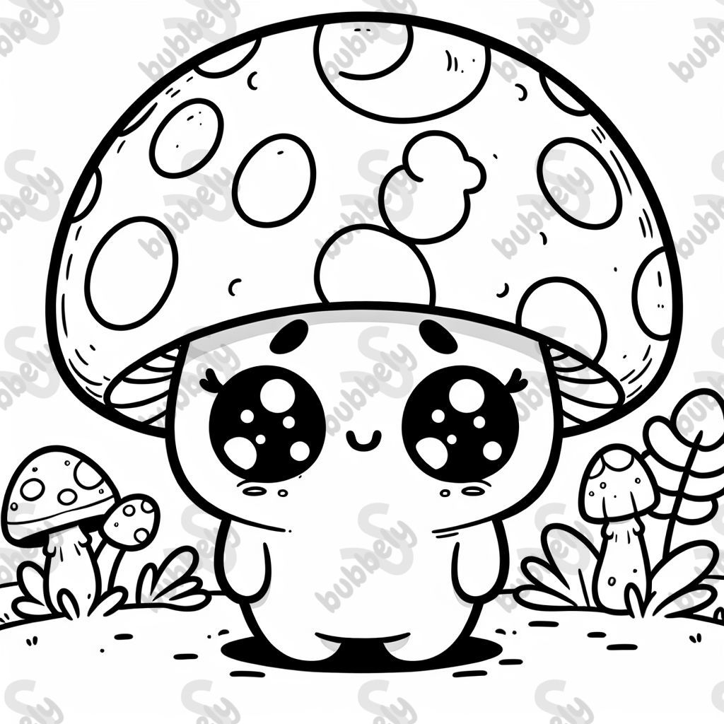 Un champignon mignon avec des yeux, parfait pour le coloriage des enfants. Un champignon mignon avec des yeux, parfait pour le coloriage des enfants.