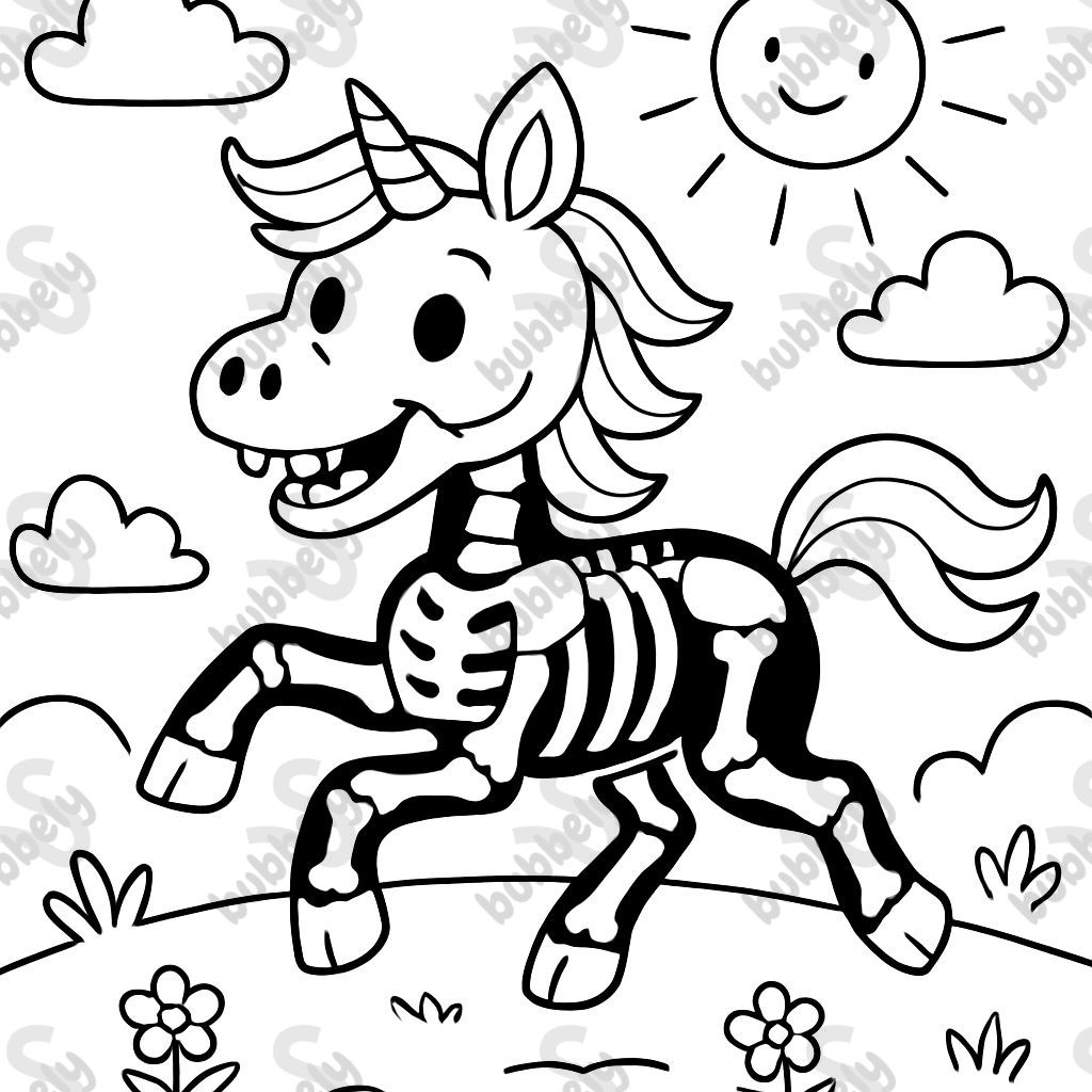 A skeleton unicorn