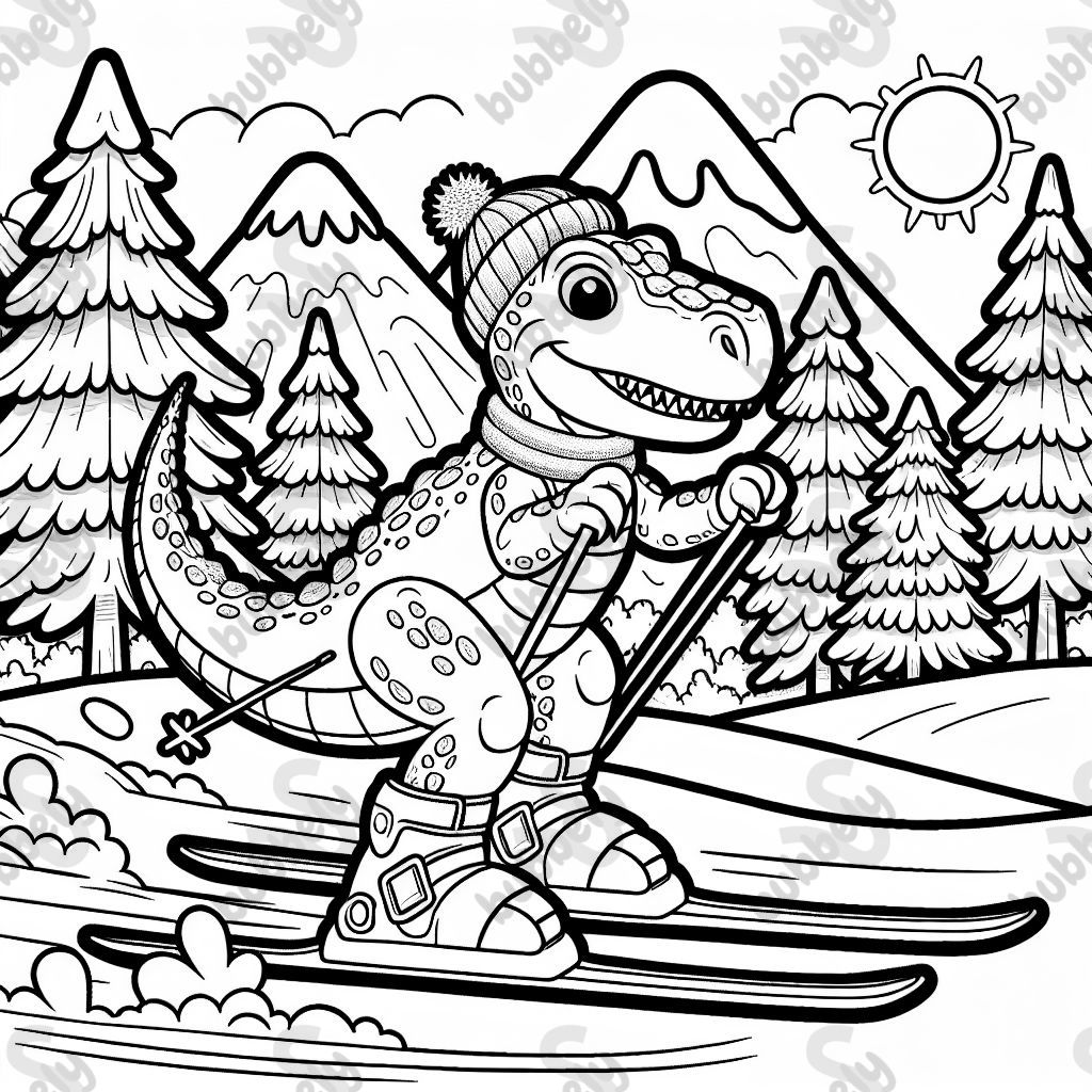 Dinosaurier auf Ski