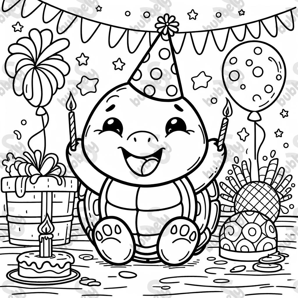 a turtle with party hat