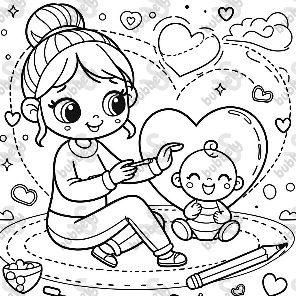 Mom and child in heart