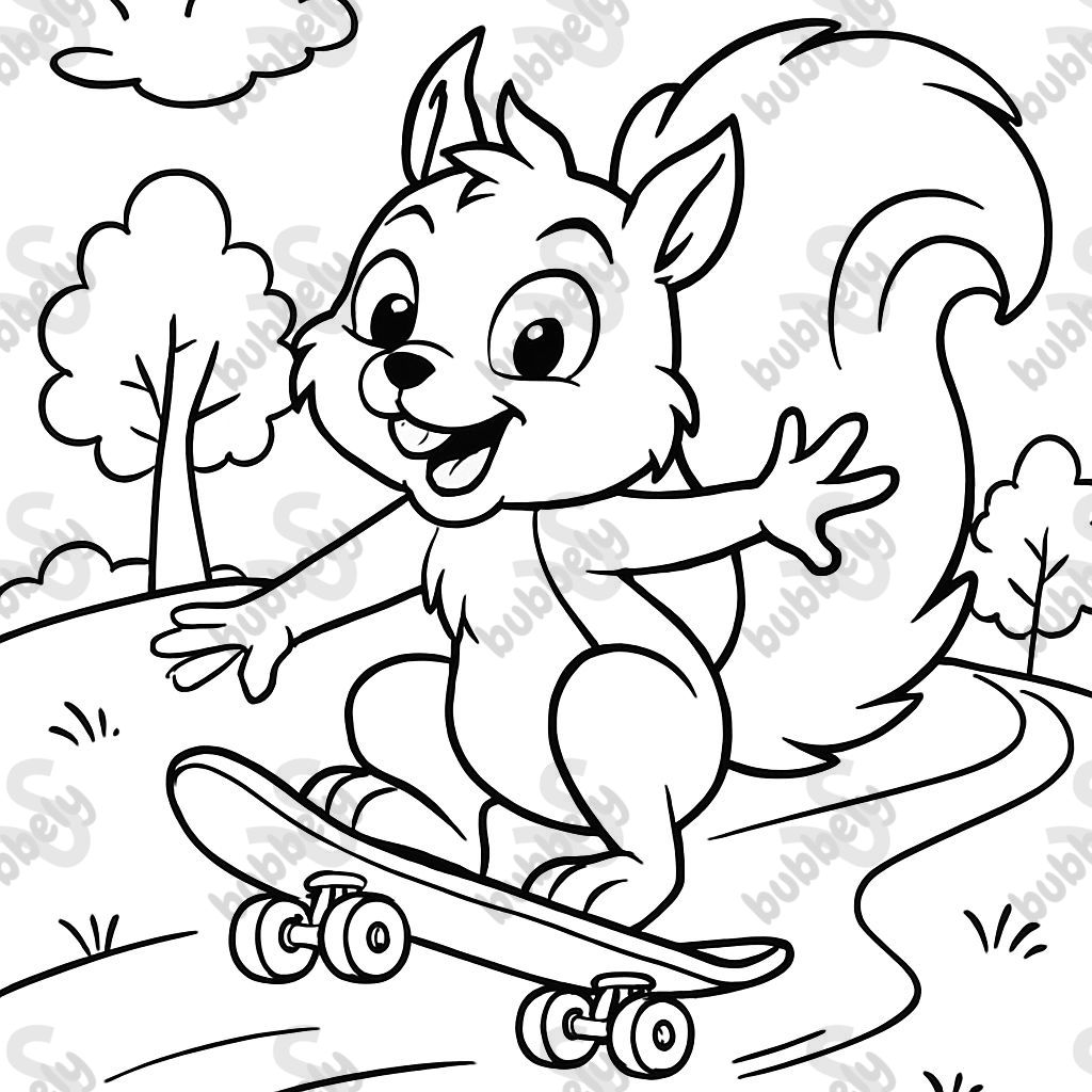 Écureuil sur le skateboard Écureuil sur le skateboard