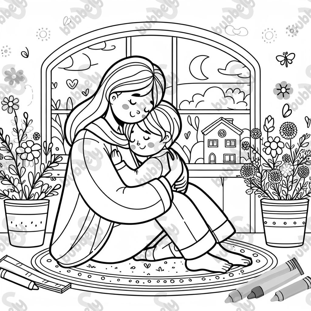 Mother hugging a kid