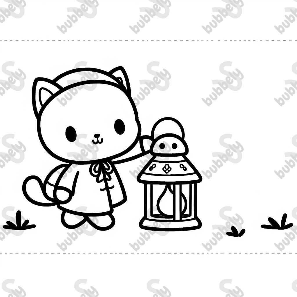 eine Süße Katze die mit einer Sankt Martins laterne spazieren geht