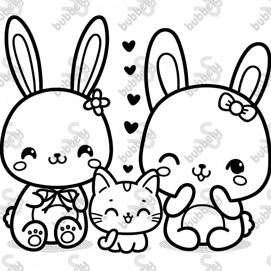 zwei sehr süße Bunnies mit süßer Katze