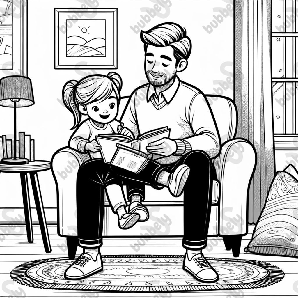 Papa liest Tochter ein Buch vor 