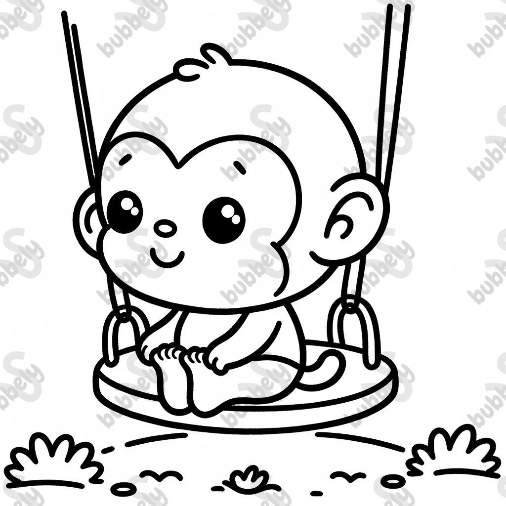 Baby äffchen auf einer Schaukel