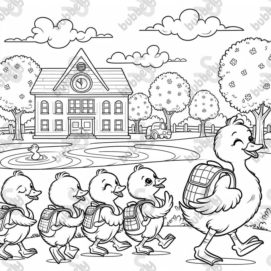 Oisons allant à l'école