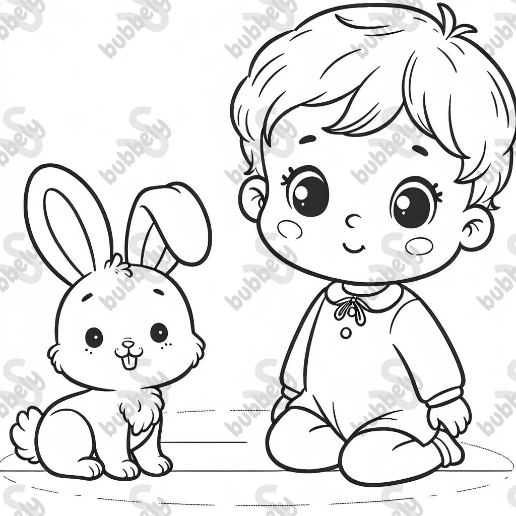 Bébé adorable avec un lapin