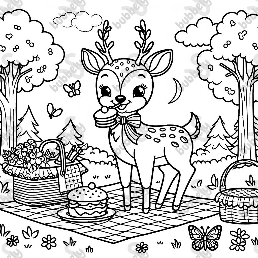 deer having a picnic in the woods