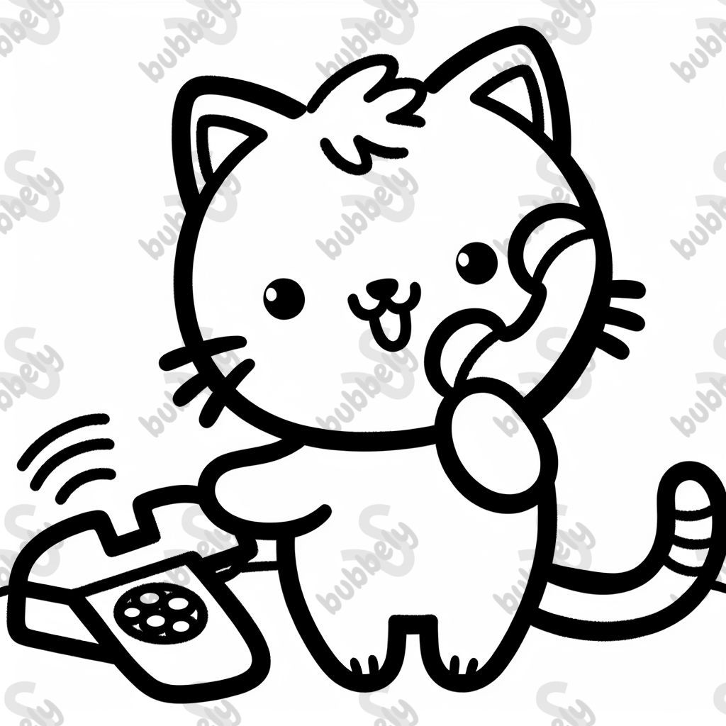 cat talking on the phone