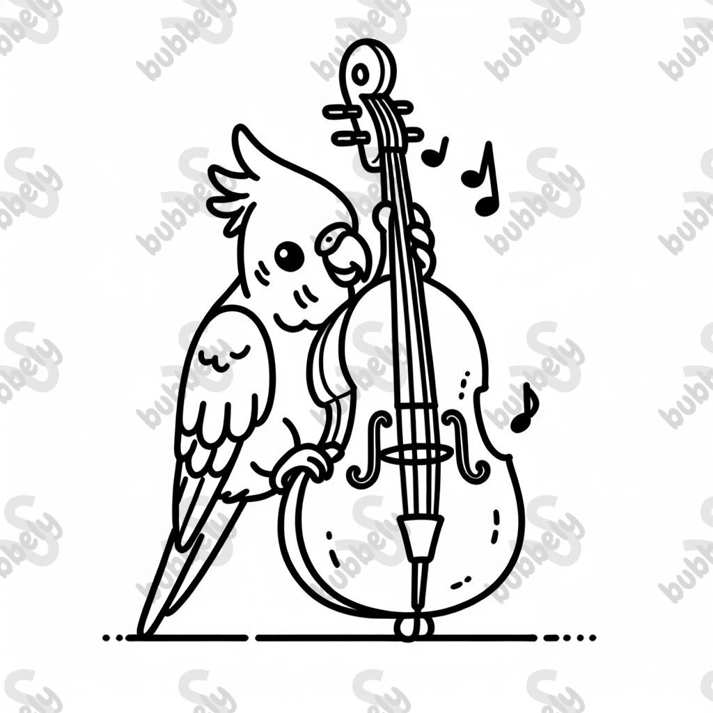 parakeet playing the double bass
