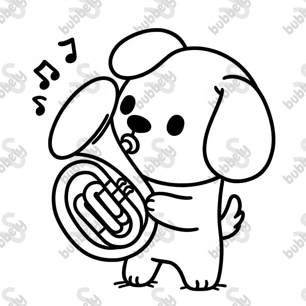 dog playing the tuba