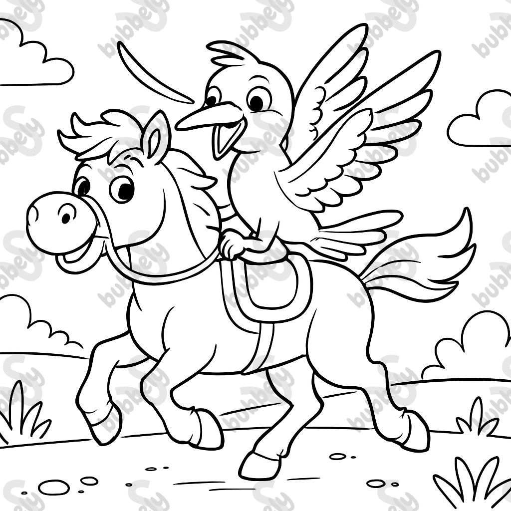 hummingbird riding a horse