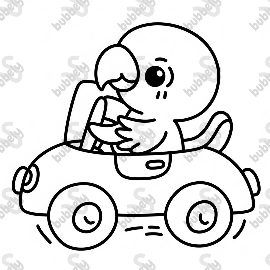 un perroquet conduisant une voiture