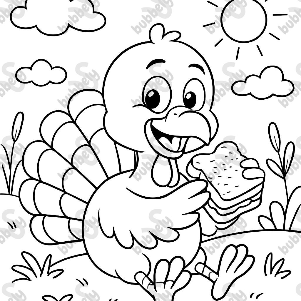 a turkey eating a peanut butter sandwich