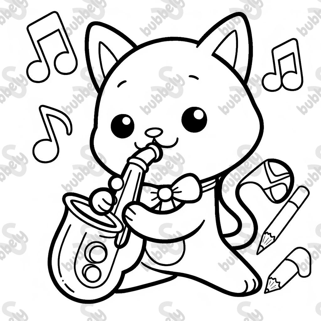 cat playing the saxophone
