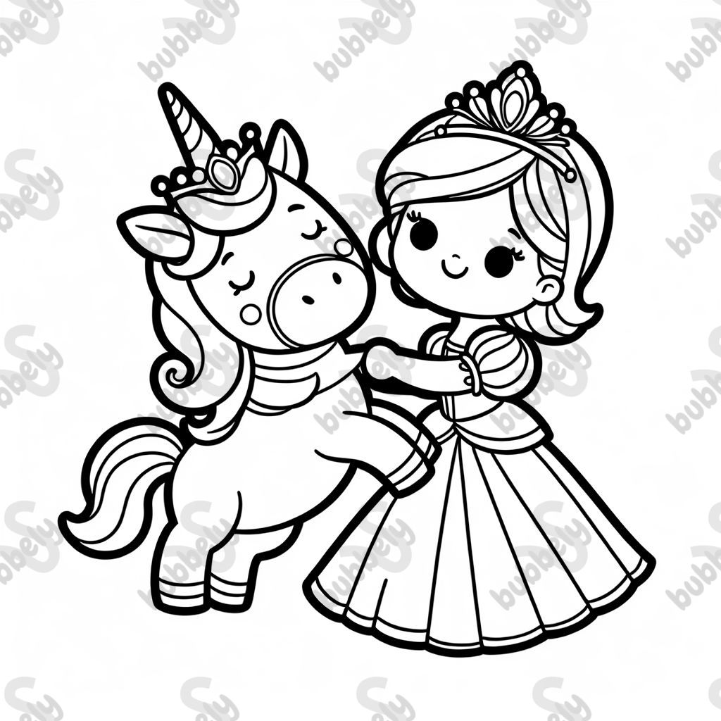 a princess holding a unicorn
