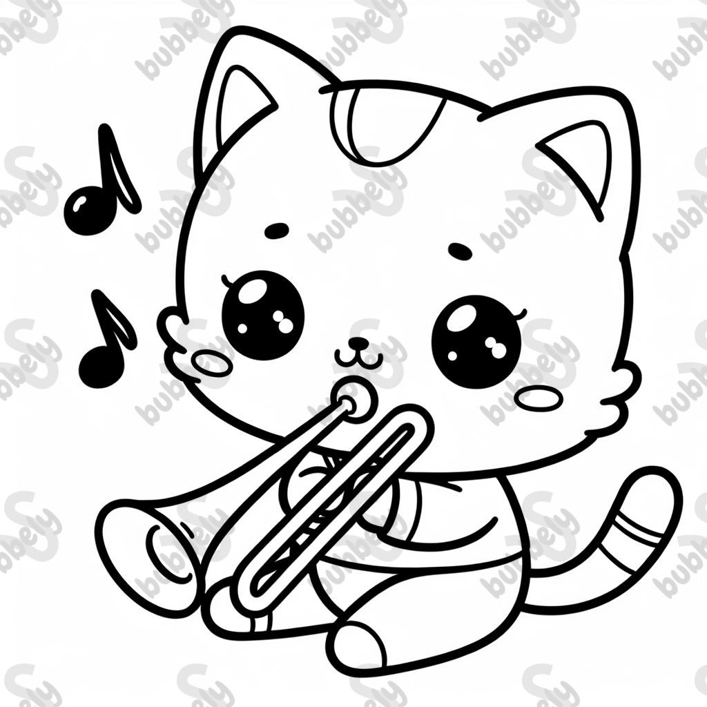 kitty paying the trombone
