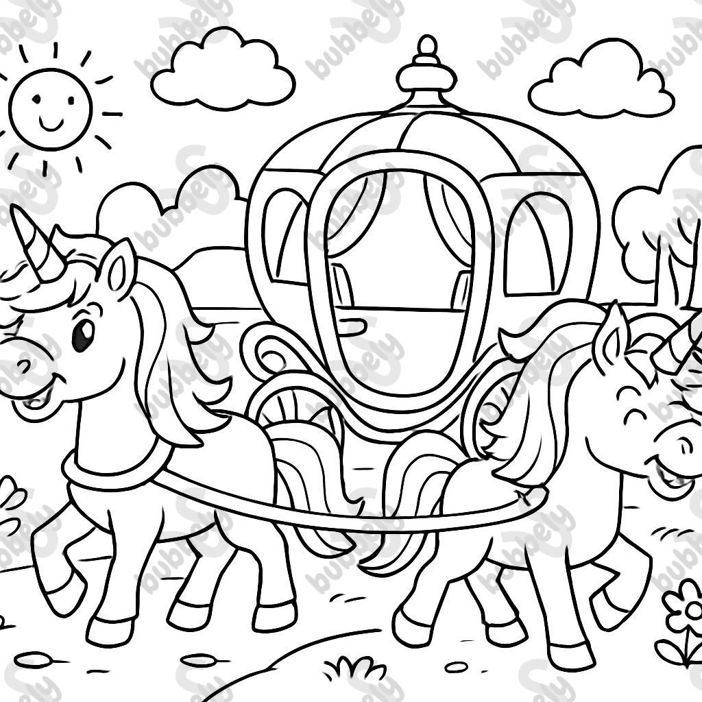 Empty carriage drawn by unicorns