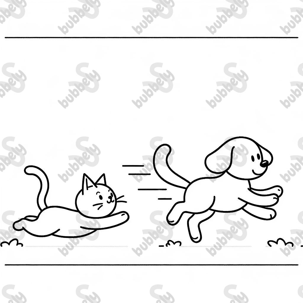 chat poursuivant chien