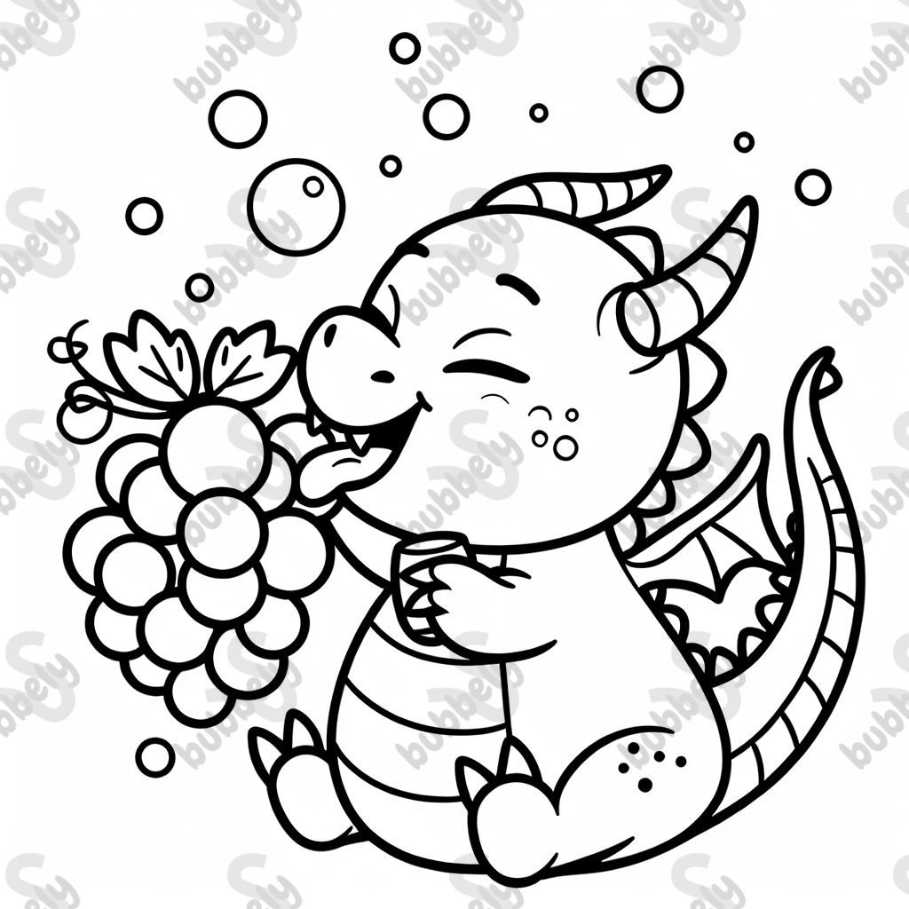 dragon eating grapes