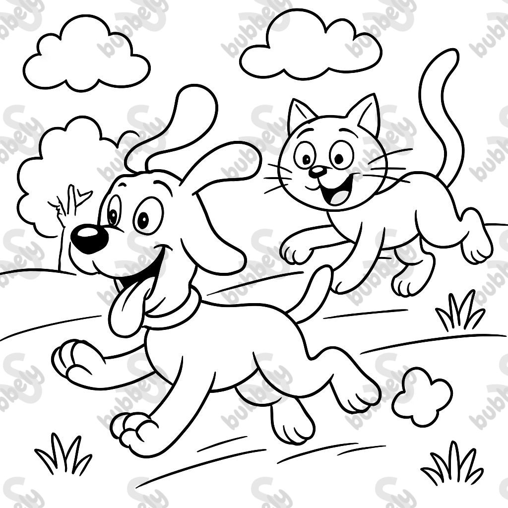 chat chassant un chien.