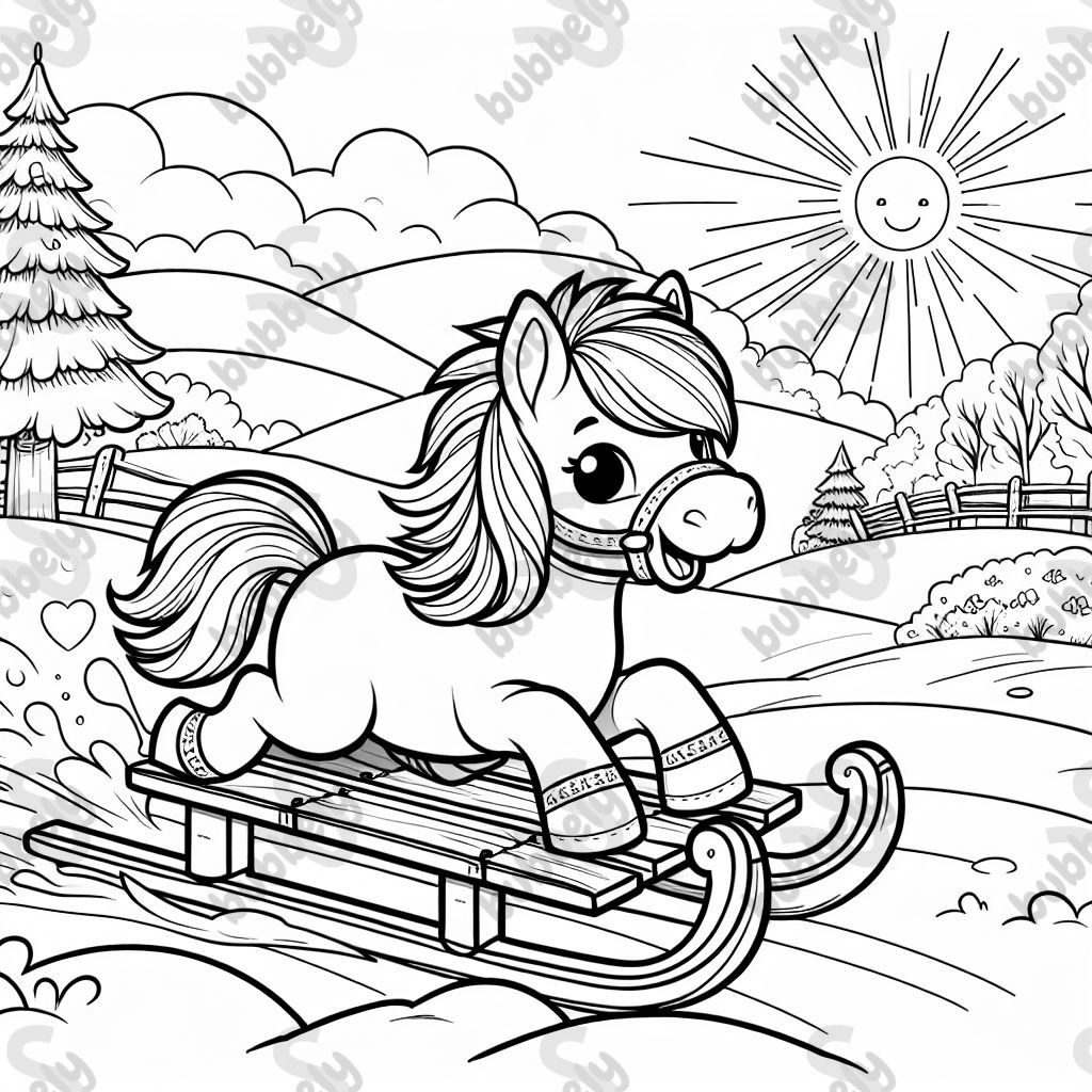 un poney en traîneau