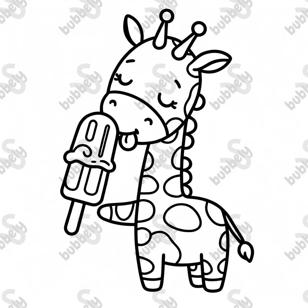 une girafe mangeant un esquimau