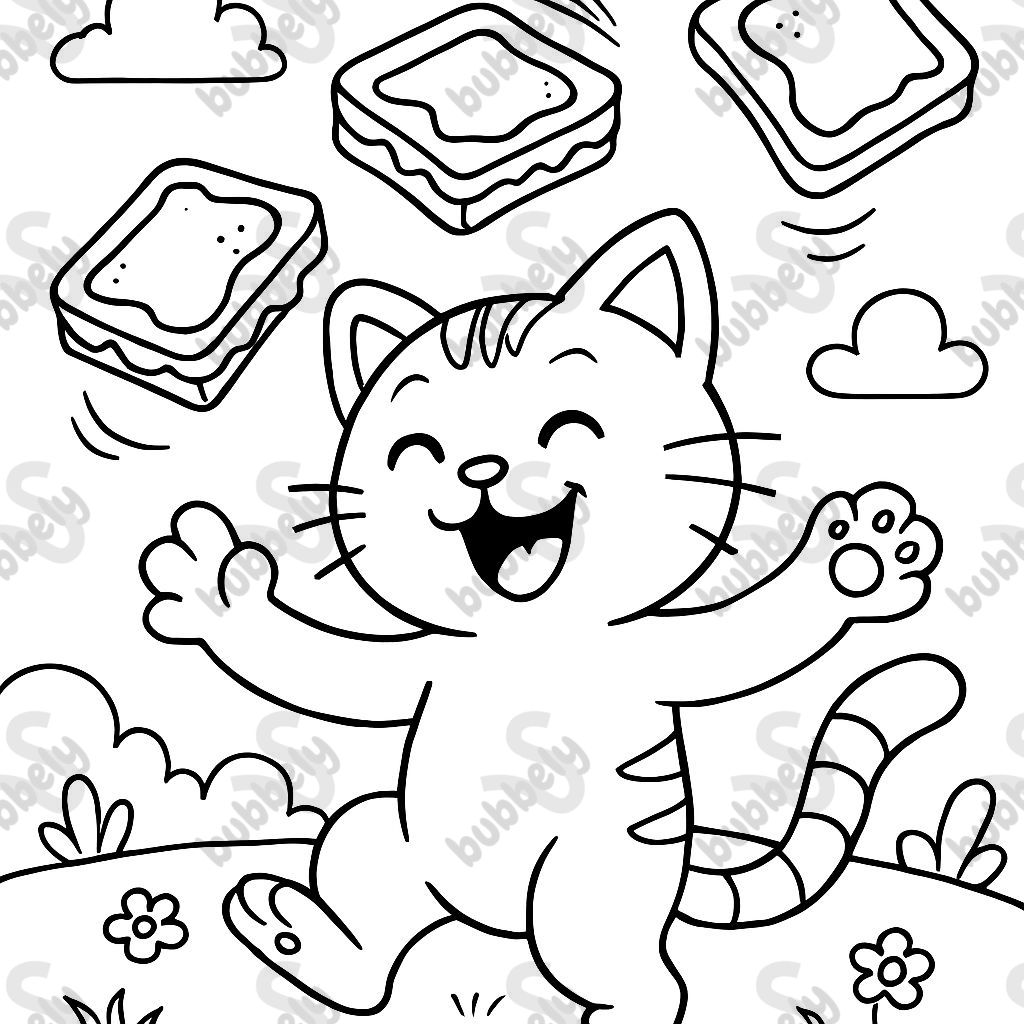 Un chat jonglant avec des sandwiches au beurre de cacahuète Un chat jonglant avec des sandwiches au beurre de cacahuète