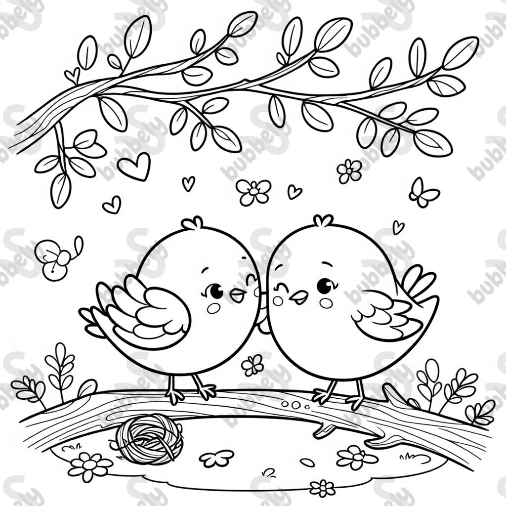 Two tiny birds in love