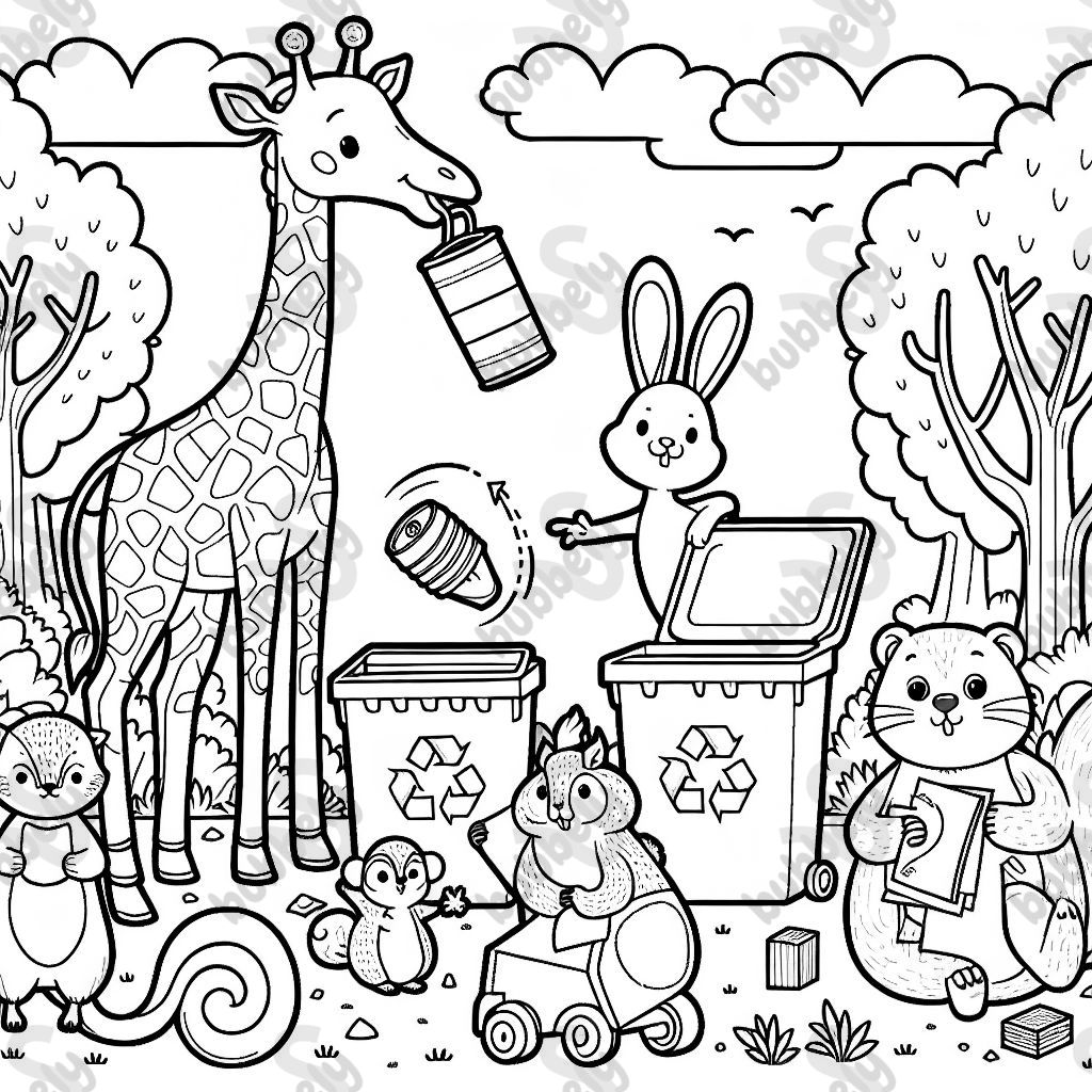 animals doing recycling