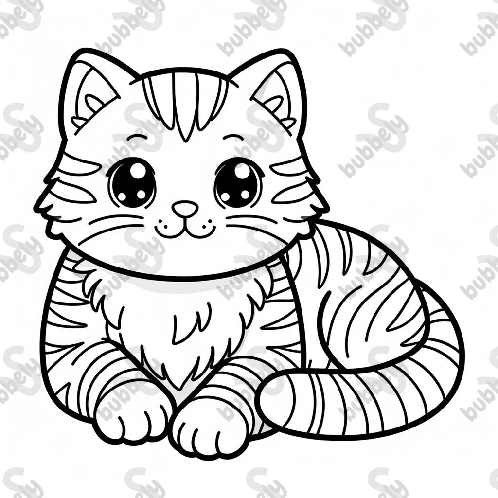 tabby cat laying down.