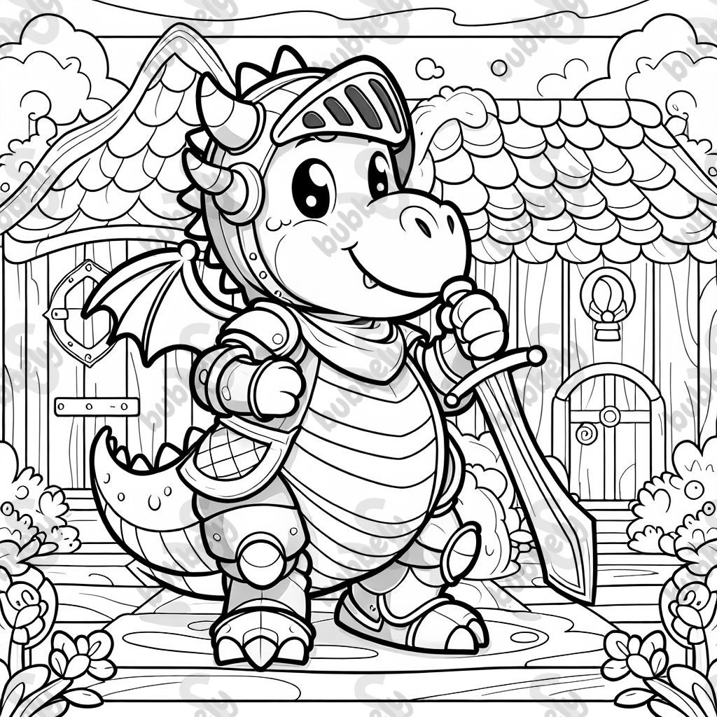 Drachen in einer Ritterrüstung 