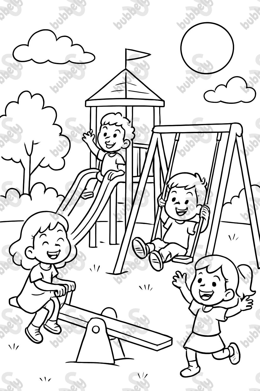 crianças em um parque infantil crianças em um parque infantil