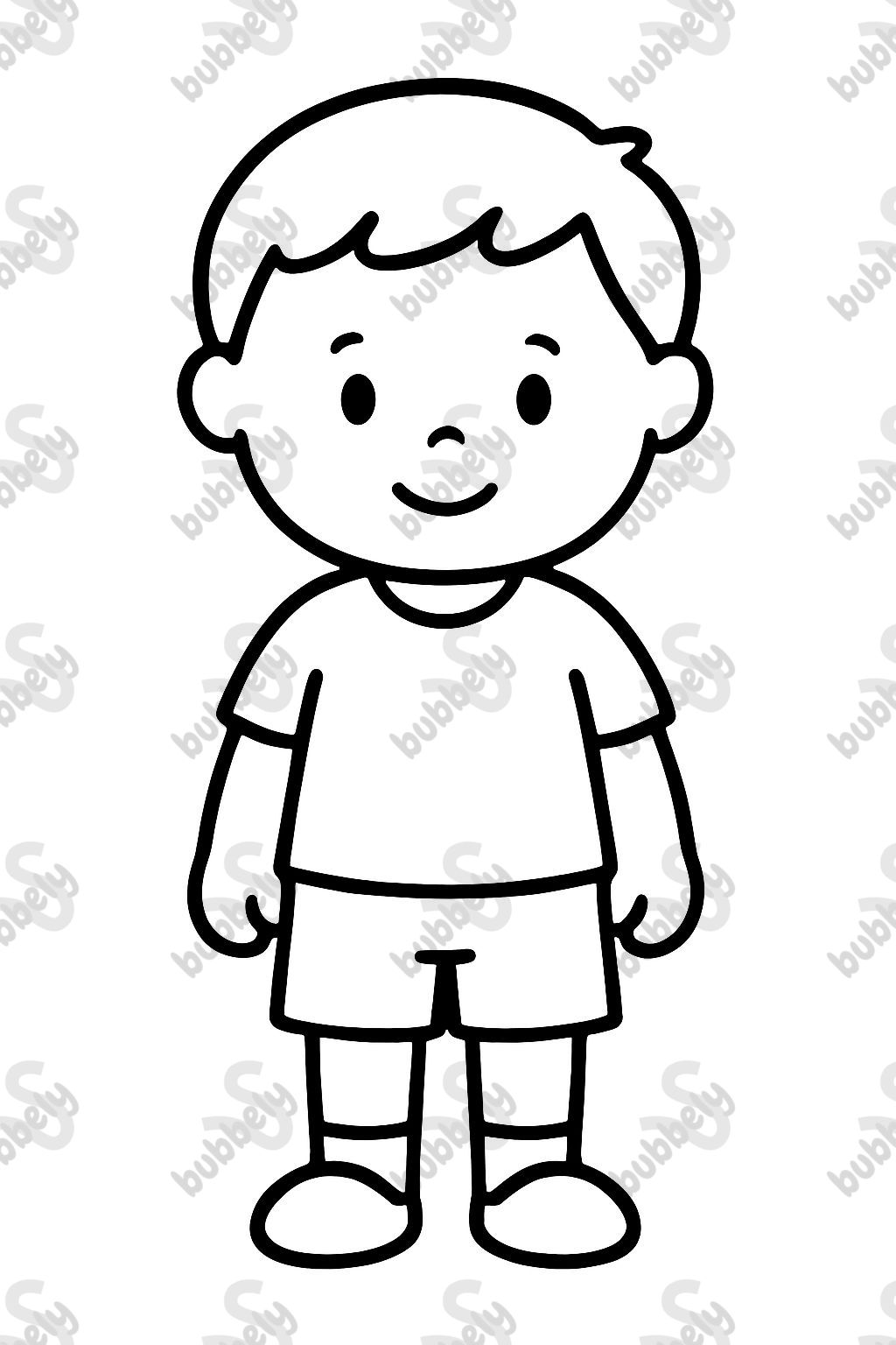 Un jeune garçon se tient, vu de face. Un jeune garçon se tient, vu de face.