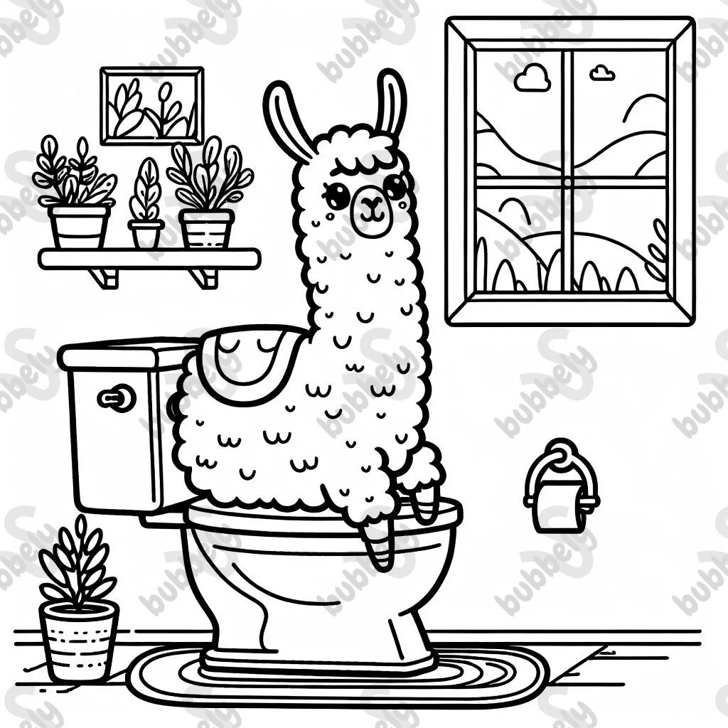 Llama on toilet
