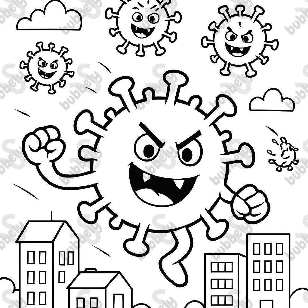 evil virus attacking city