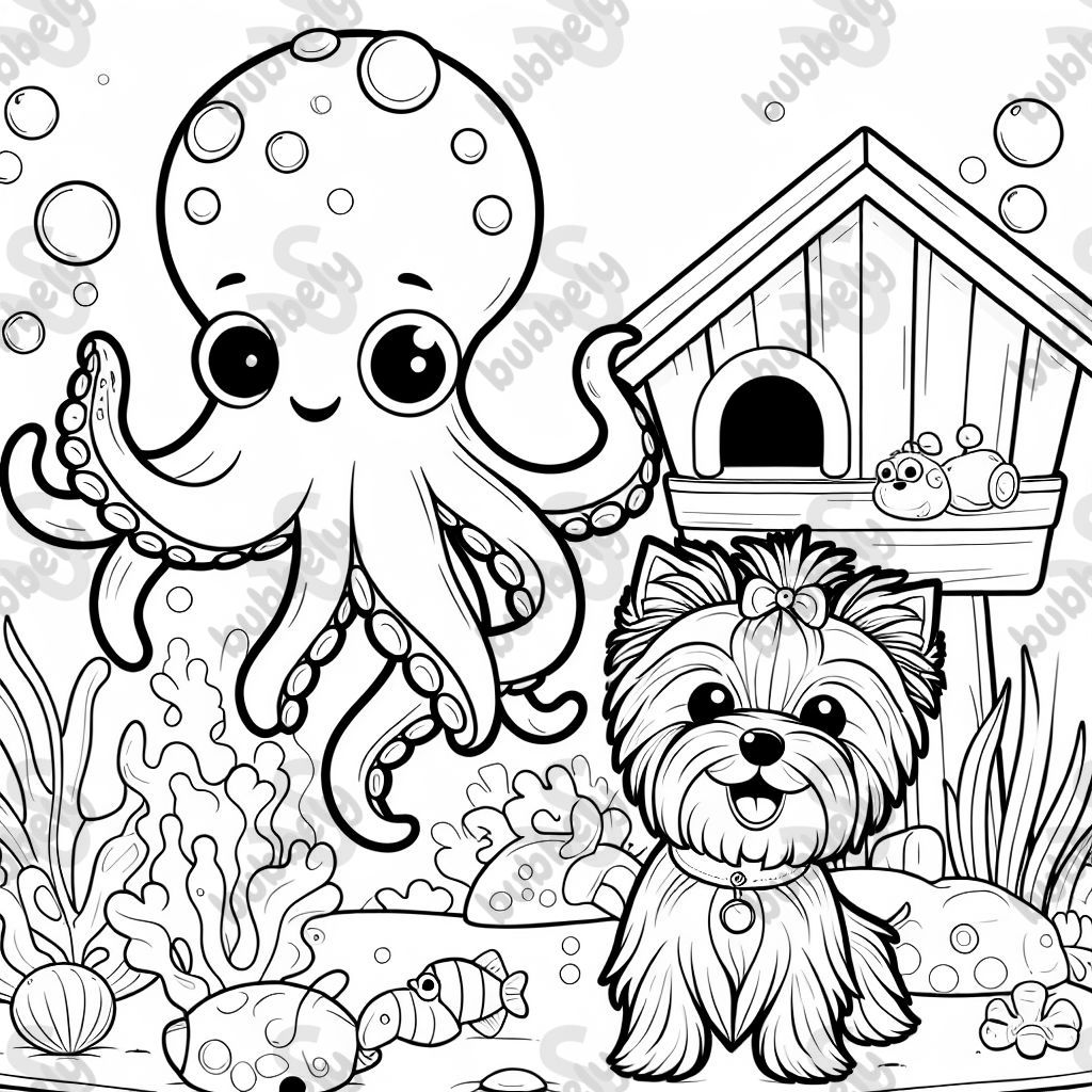 cute octupus and yorkie