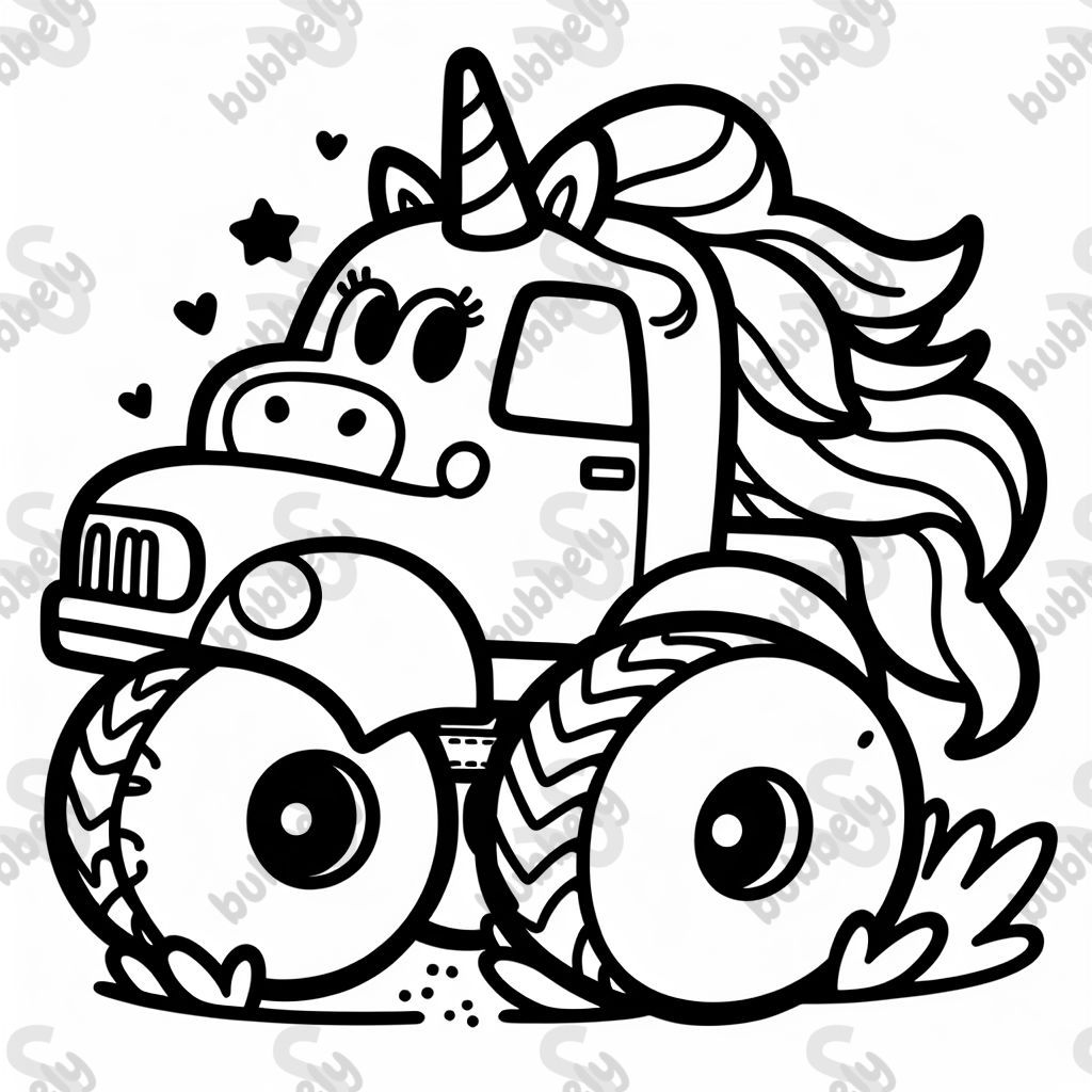 monster truck with unicorn