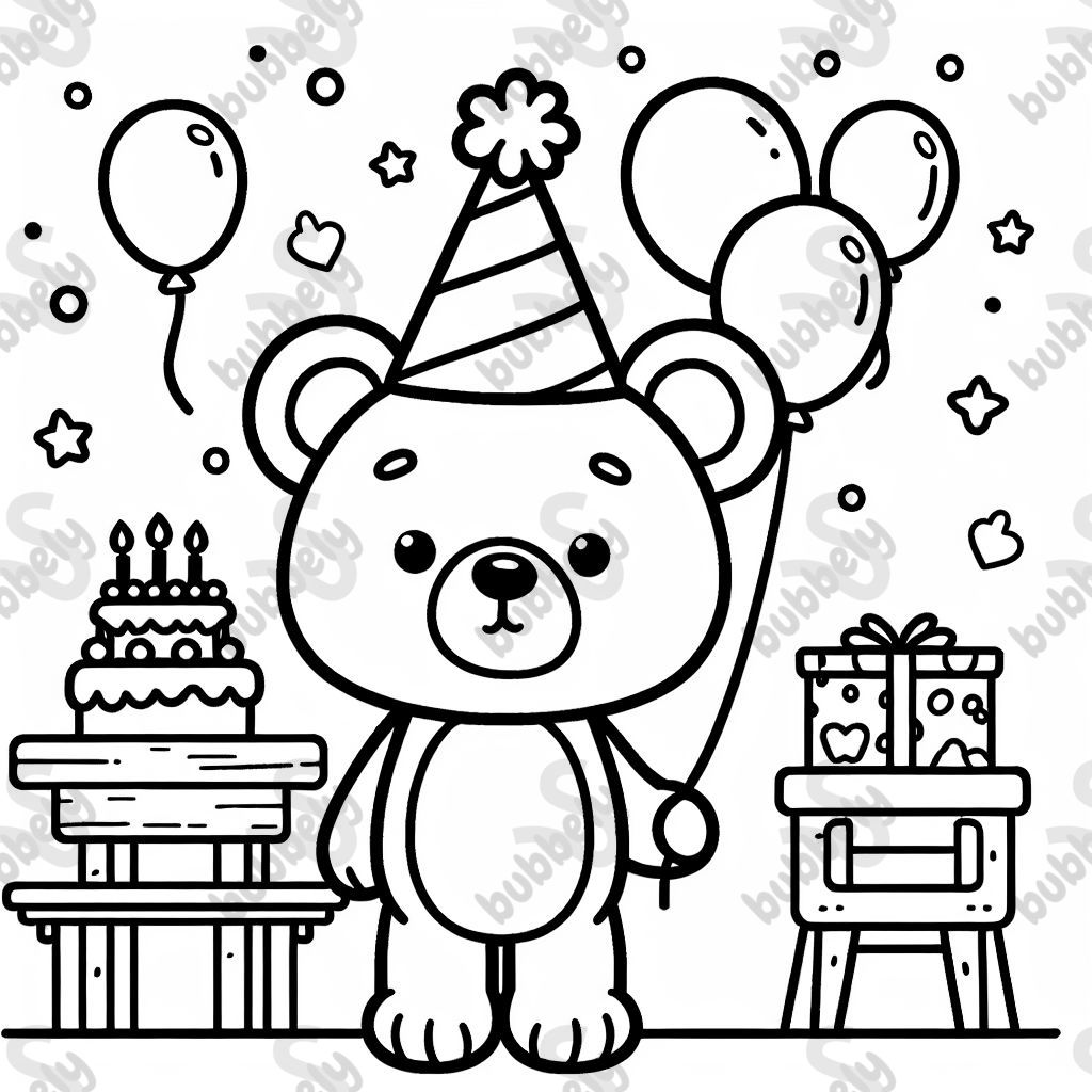 teddy bear at an outside birthday party