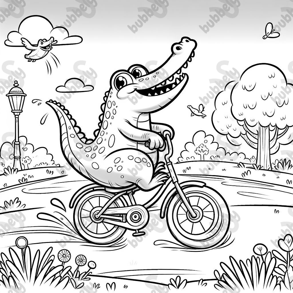 crocodile riding a bike