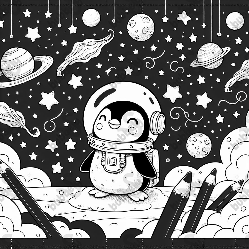 baby penguin in space