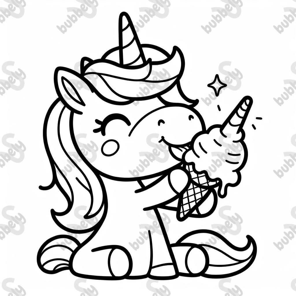 Ein Einhorn das ein Eis schleckt