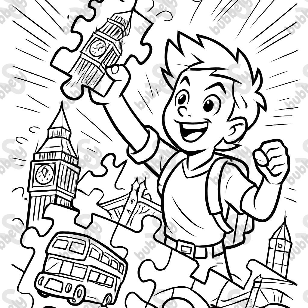 Create a puzzle of London with puzzle pieces.