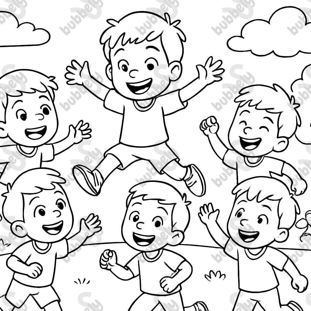 5 boy cousins playing.