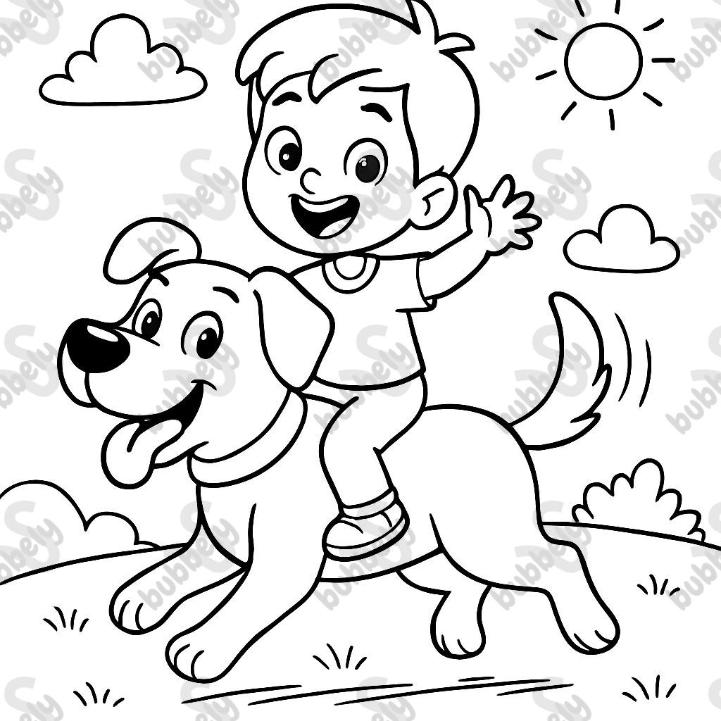boy riding dog boy riding dog