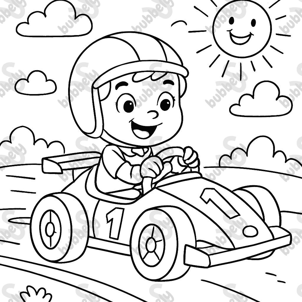 boy in racecar