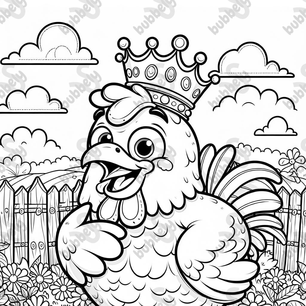 Portrait of a chicken wearing a crown
